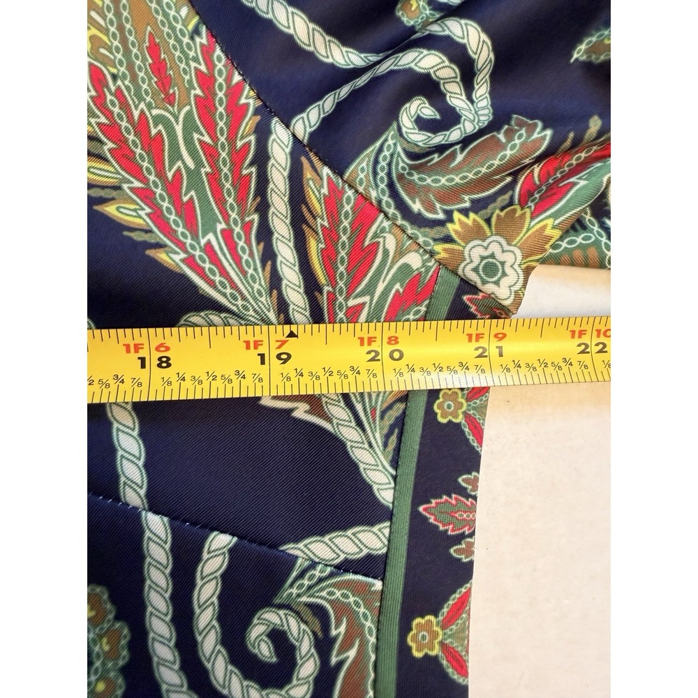 Gretchen Scott Size Large Dress Navy Blue Paisley Stretch 3/4 Sleeve Jersey Boho - Picture 8 of 10